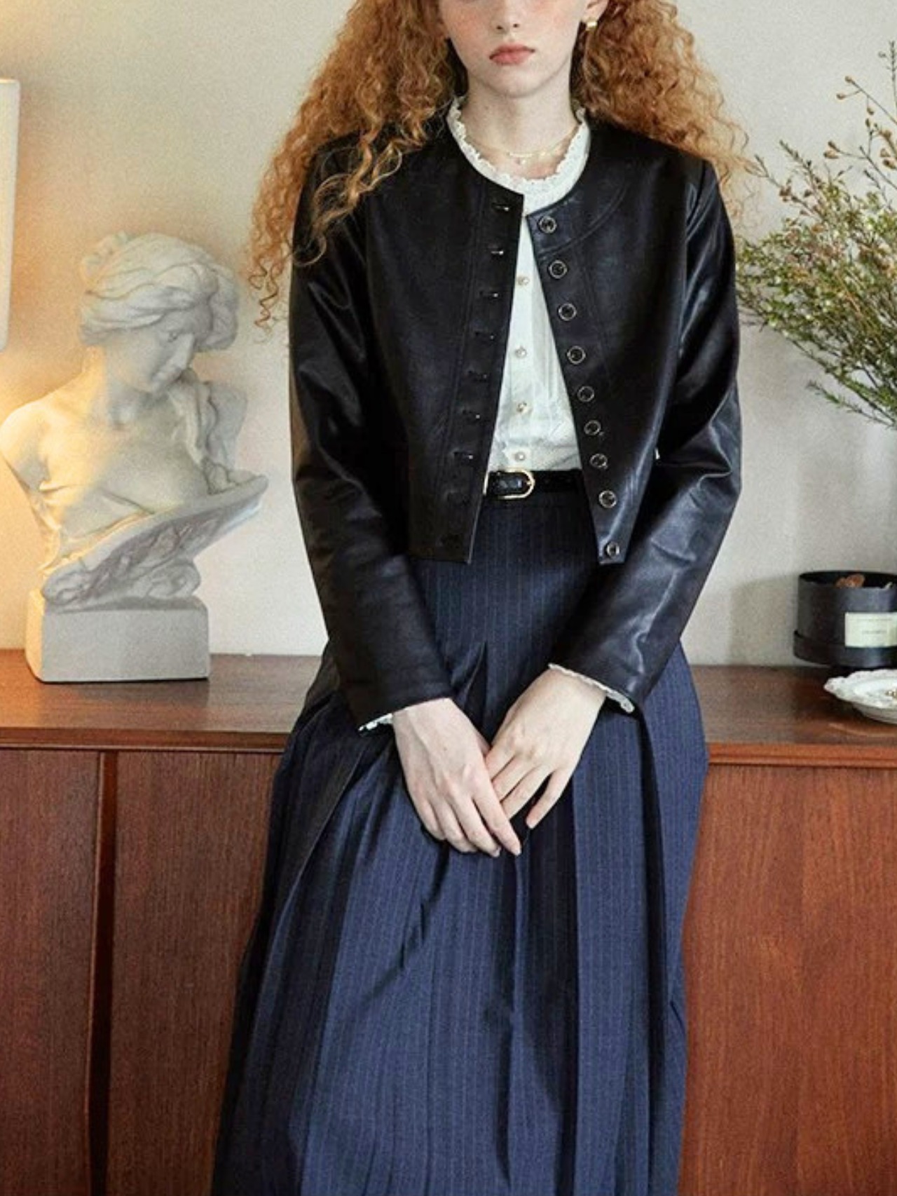 Érudite Pinstripe Pleated Skirt F0798