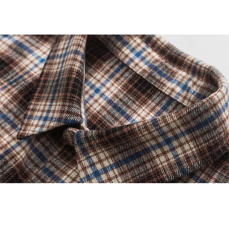 ★RETRO CONTRAST COLLAR STRIPED CHECK SHIRT　　　20369