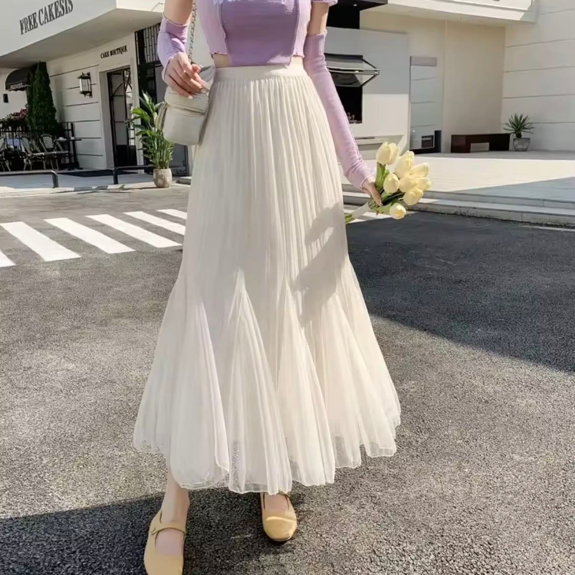 シフォンプリーツマーメイドスカート