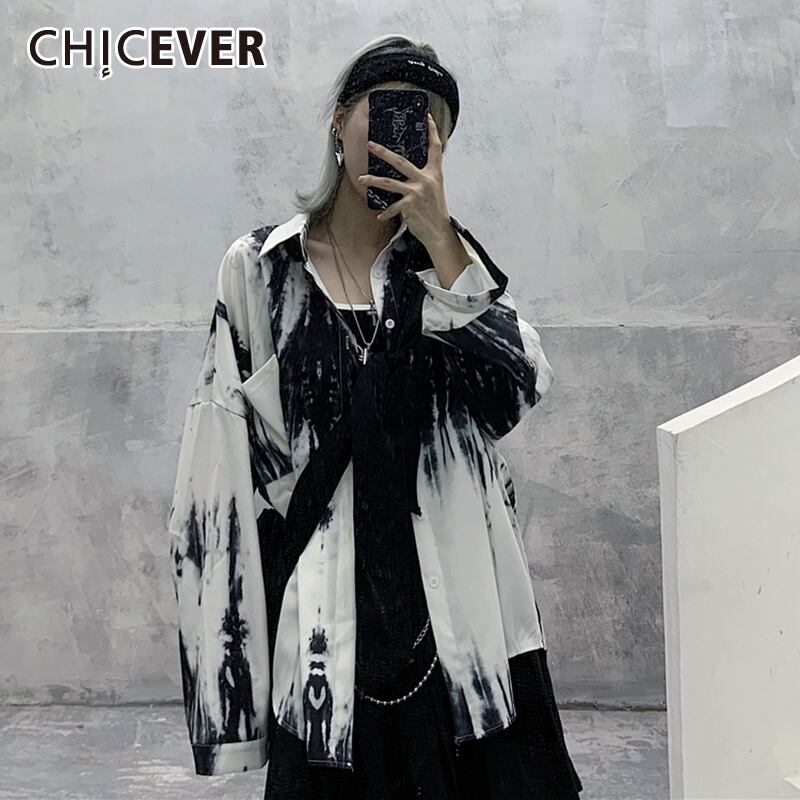 CHICEVERプリントコートレディースラペルカラー長袖ヒットカラーラージサイズコート2020オータムスタイル ロング 大きめサイズ 秋物 6base550640432748