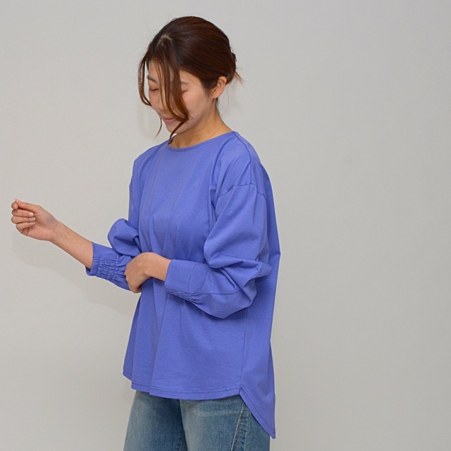 【着回し力、最大級】プレミアムシルケット・シャーリングスリーブプルオーバー - LEO-2529 パープル‐
