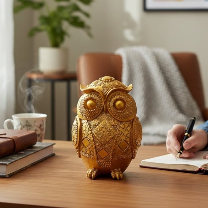 フクロウ ゴールド オウル 貯金箱 アンティーク風 レトロ おしゃれ