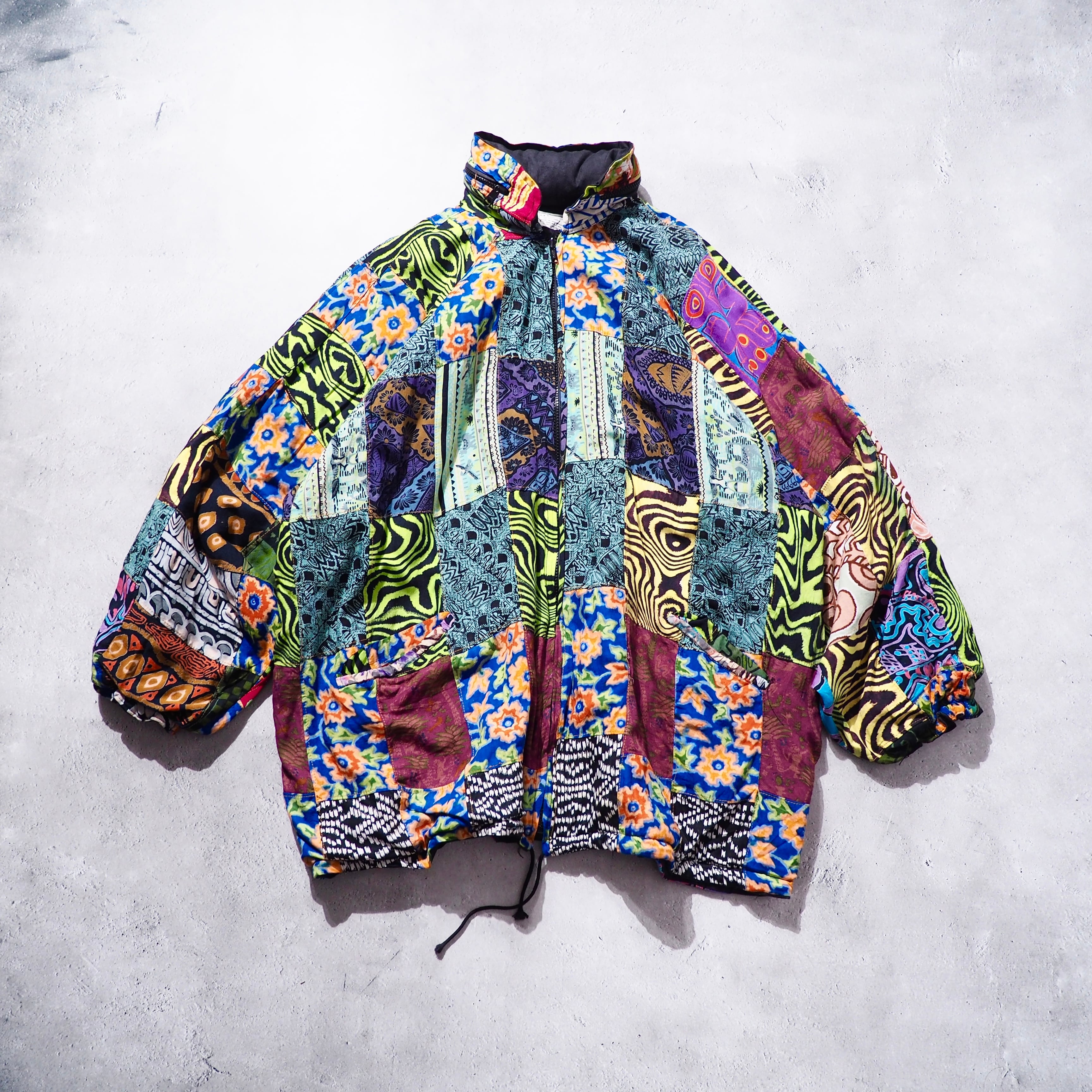 psychedelic × ethnic patchwork panel switching Design vintage loose silhouette jacket