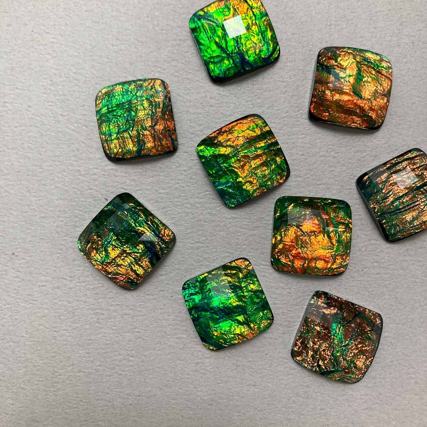 ホイル入りカットスクエアカボション