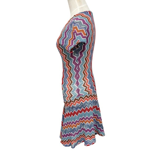 古着 ミッソーニ MISSONI ニットワンピース クリーニング済み ジグザグ
