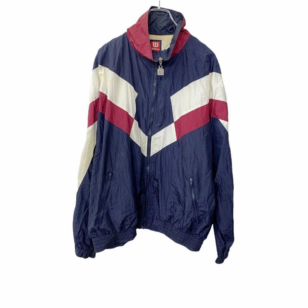 ジップアップナイロンジャケット Lサイズ ワインレッド ホワイト