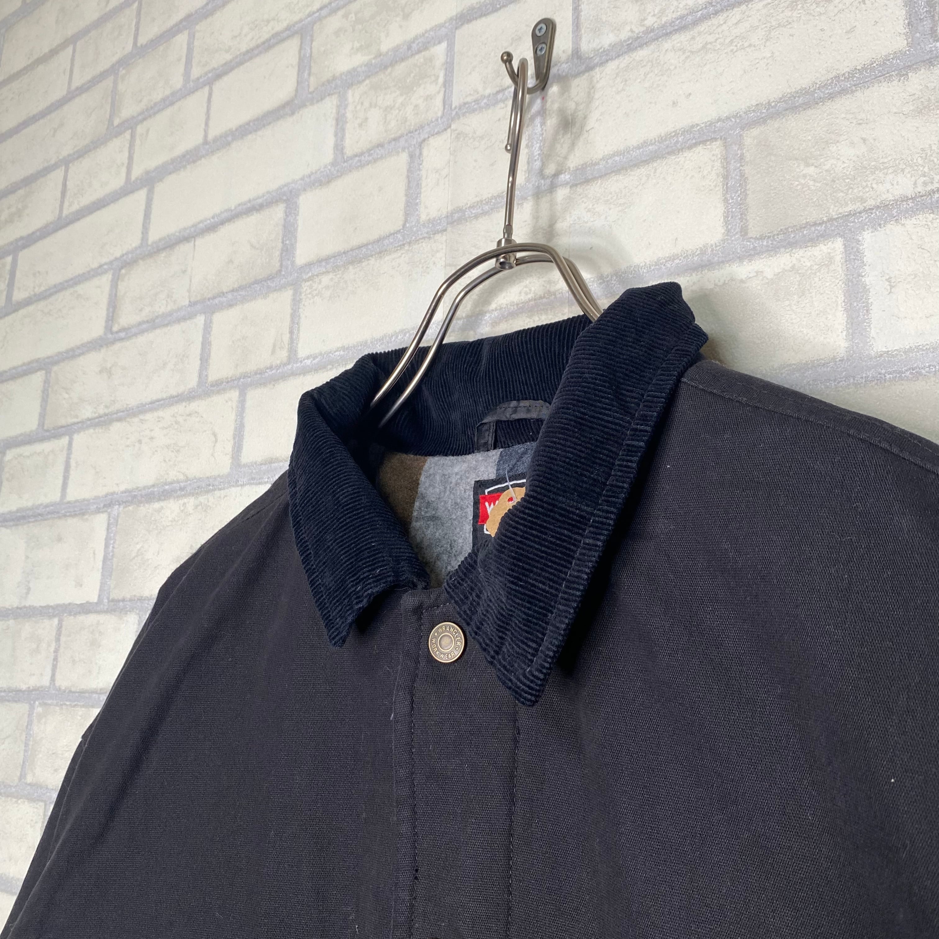 ラングラー ロゴタグ 襟コーデュロイ ダックジャケットブラック 3XL 5877 ラングラー ロゴタグ 襟コーデュロイ ダックジャケットブラック 3XL