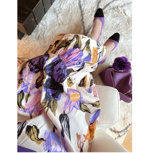 daffodil floral print flowy skirt＜sk3069＞