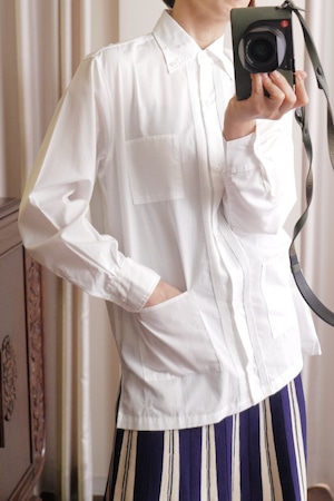 IKITSUKE pintuck pocket shirt white