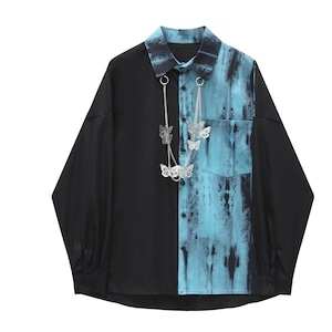 TIEDYE STITCH BUTTERFLY CHAIN TRIM SHIRT 1color M-5490