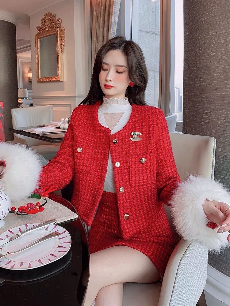 セットアップ】赤 スーツ ジャケット スカート アウター コート