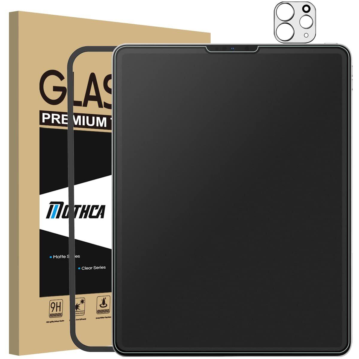 【新着特価】Mothca アンチグレア iPad Pro 12.9 (2022 第6世代 M2 / 2021 第5世代 / 2020 第4世代) 用 ガラスフィルム 保護フィルム 液晶スクラブガラス さらさら 日本旭硝子製素材 指紋防止 反射防止 飛散防止 キズ防止 撥水撥油 硬度9H ゲームフィルム