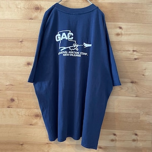 【Hanes】90s USA製 航空 飛行機 企業Tシャツ ワンポイント バッグプリント Tシャツ US古着