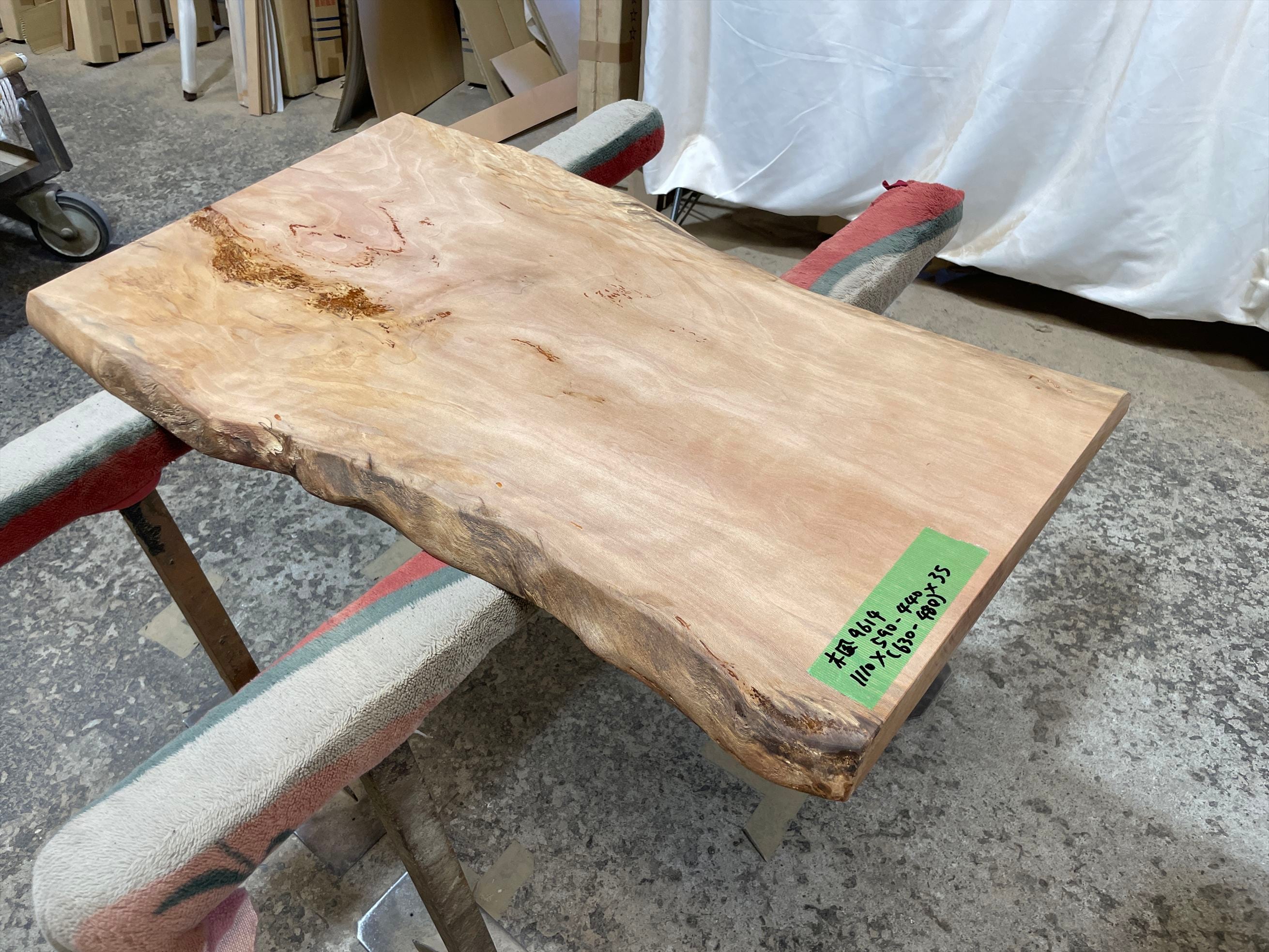 楓9614 メープル メイプル 一枚板無垢 乾燥材 1110x590-440x35mm カウンター 店舗 リフォーム 棚板 テーブル