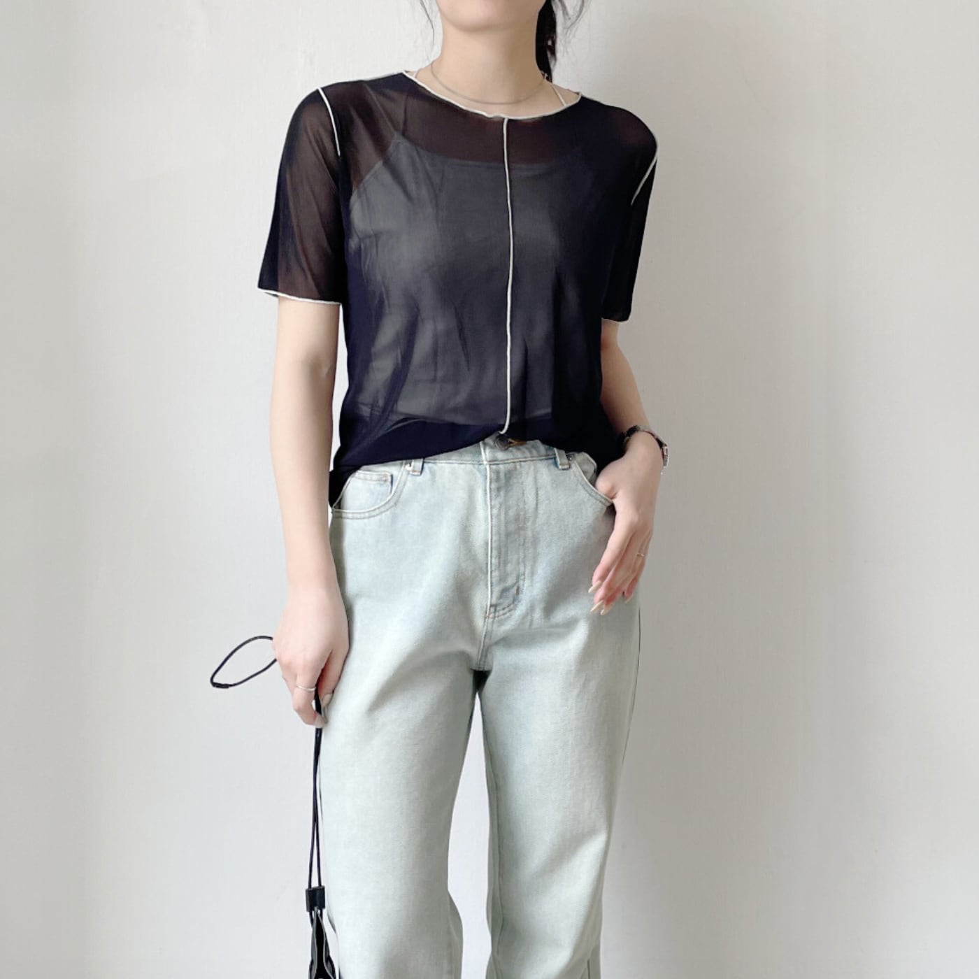 ナンバーミーTOKYO"SHEER MELLOW TEE"BLACK