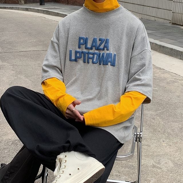 予約販売】ロンT トップス 長袖 メンズ Tシャツ レイヤード 重ね着