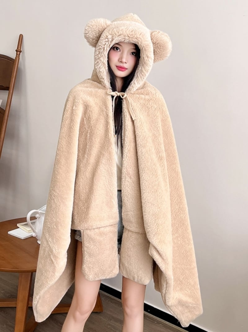 ルームウェア 着る毛布 フード ブランケット マント モコモコ ふわふわ