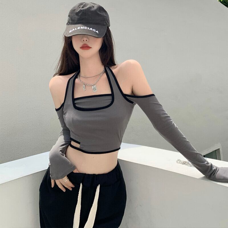 カラートップス オータムショートTシャツ ロング 秋物 ガールズファッション73597050355