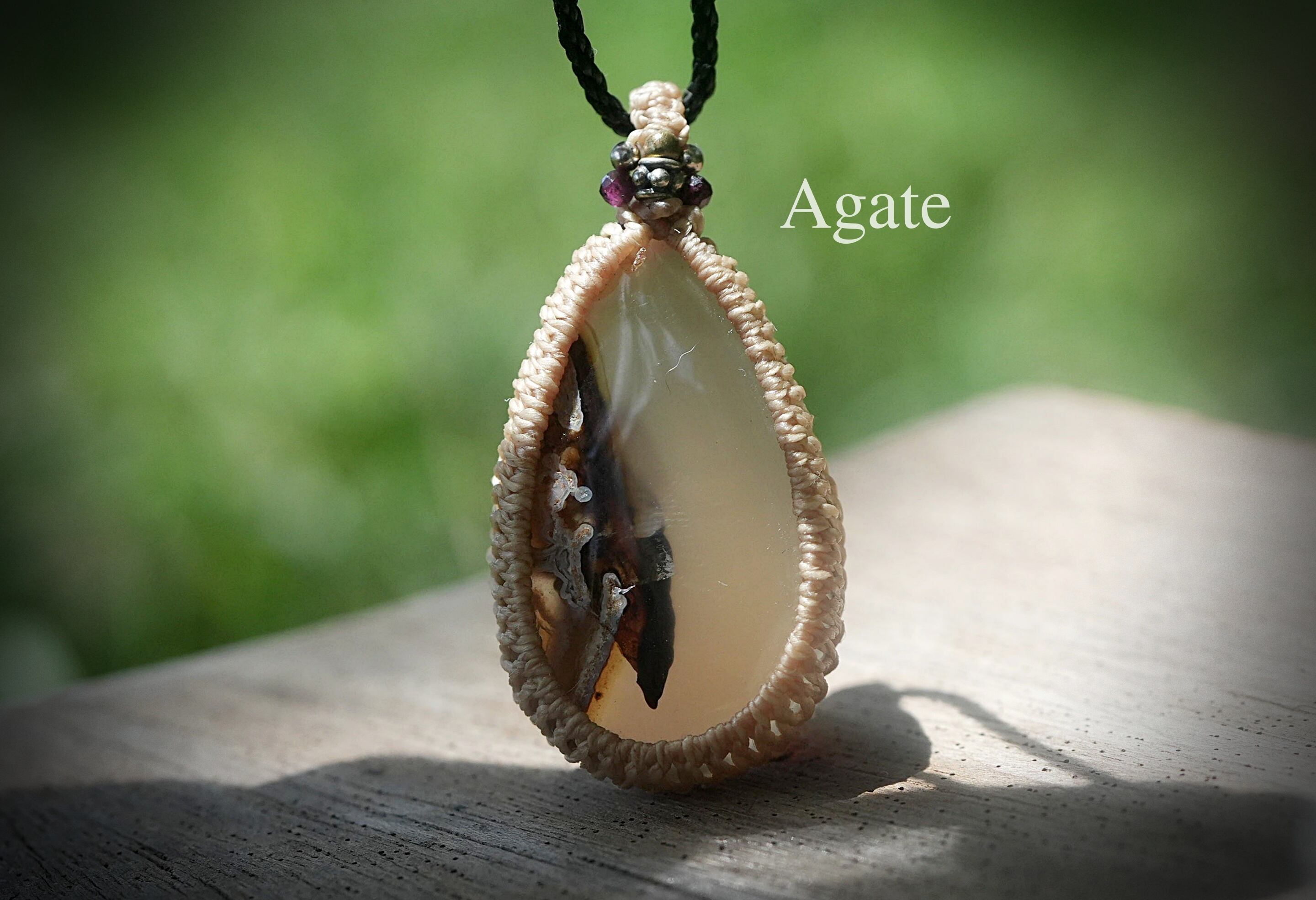 自然の木の奥★瑠璃アゲート マクラメネックレス 1771