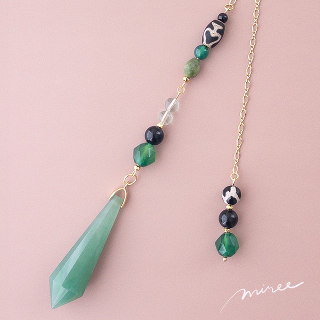 安心と豊かさを育むペンデュラム【グリーンアベンチュリン×モリオン】green aventurine pendulum_43