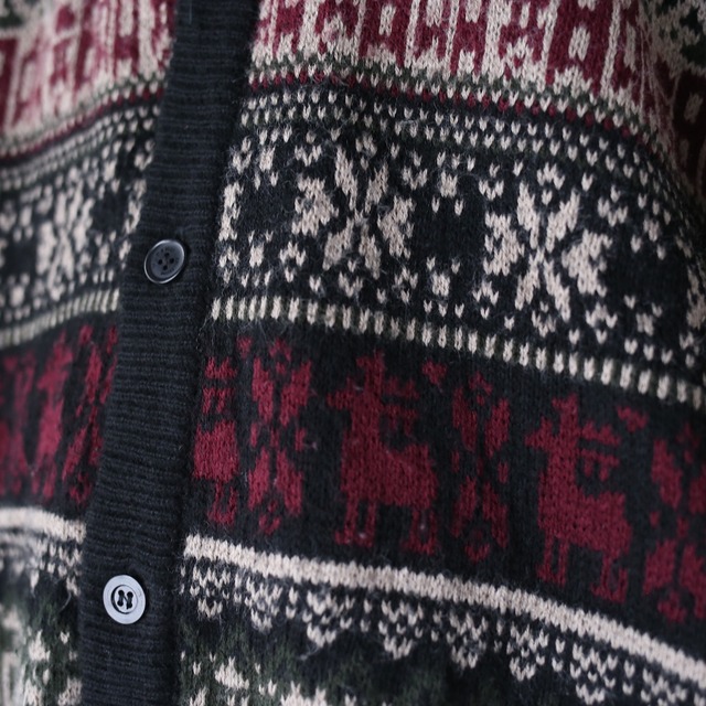 nordic full pattern over silhouette knit blouson