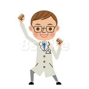 イラスト素材 ガッツポーズをする医者 ドクター ベクター Jpg 8sukeの人物イラスト屋 かわいいベクター素材のダウンロード販売