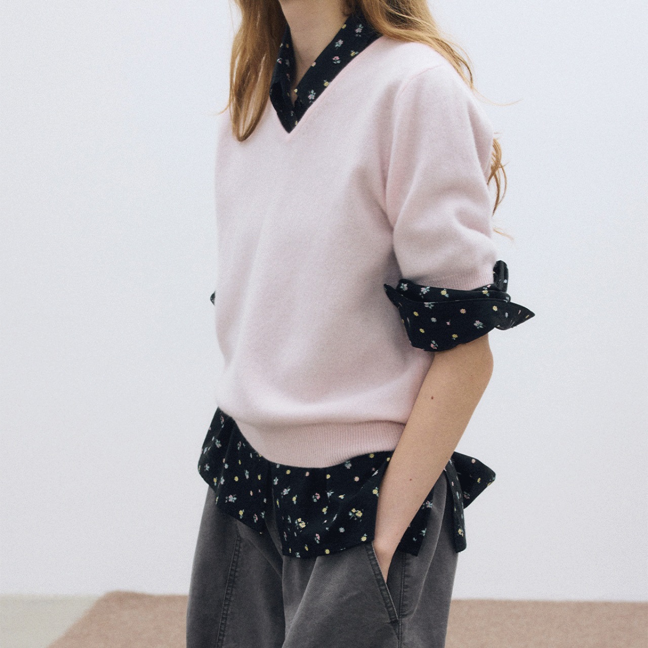 Balloon Sleeve V-Neck Knit Top 【6color】T3578