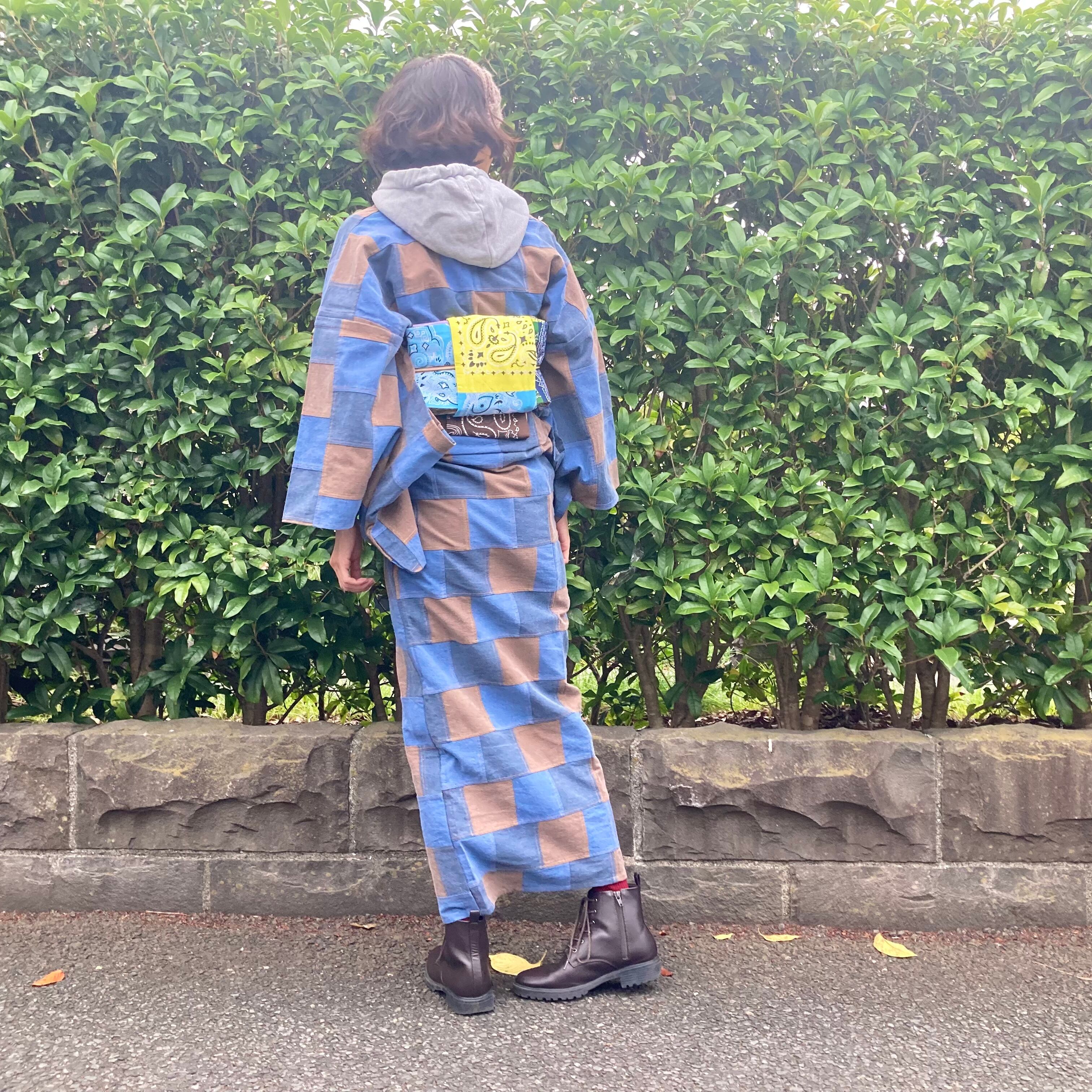 ふりふ パッチワーク ドット 洗える着物 着物のミニタペストリー - パッチワーク・ウェンディーズ