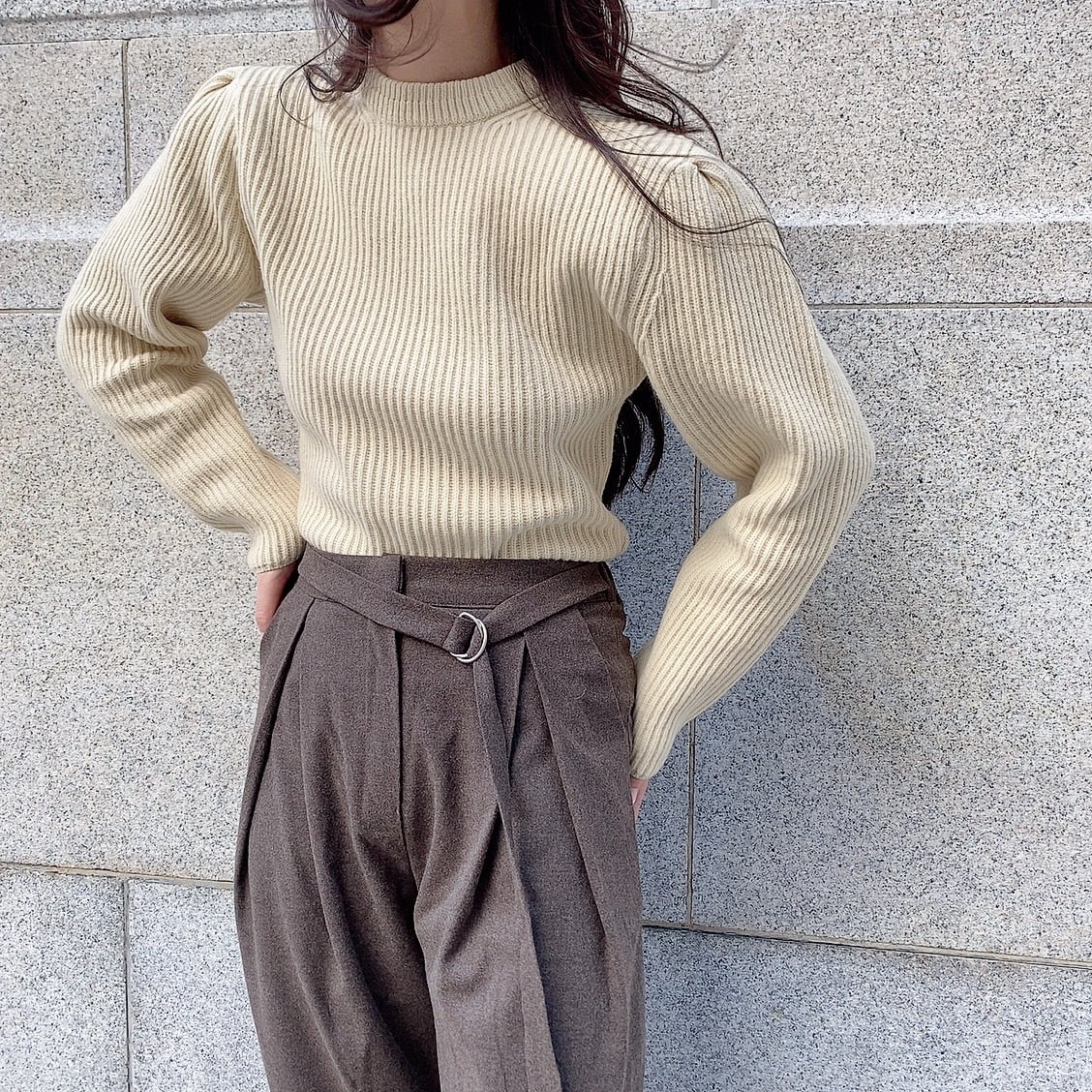 Puff sleeve knit / ivory(12月中旬〜下旬頃発送予定)