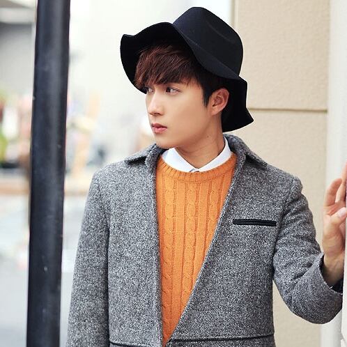 【予約販売】ハット メンズ 紳士 シック ツバ広帽子 レトロ 中折れハット ベーシック シンプル かっこいい フェルト 黒 ブラック お洒落 こなれ感 お洒落 韓国 トレンド