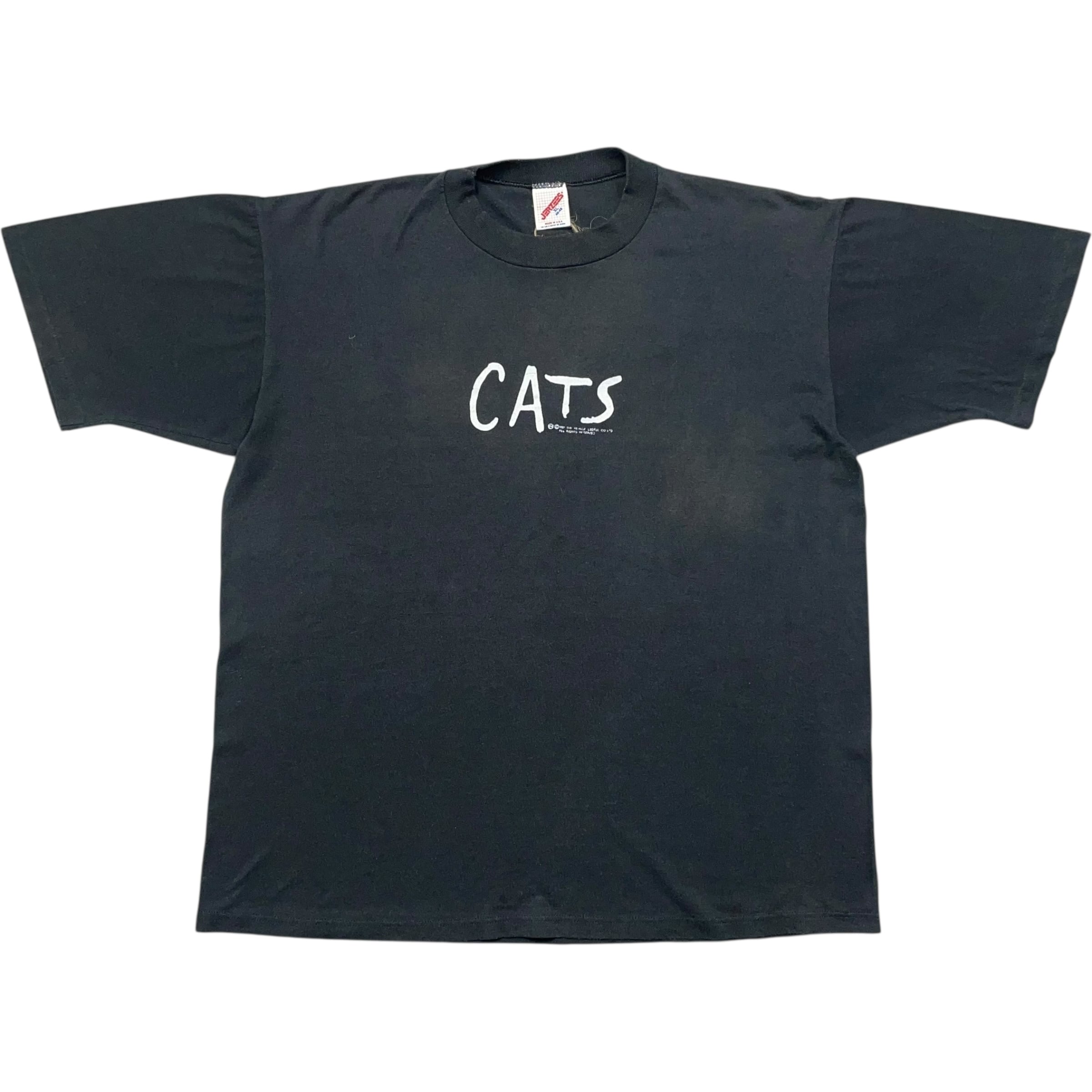 《XL》JERZEES ジャージーズ Tシャツ CATS ミュージカル 両面プリント シングルステッチ ブラック USA製 80年代 vintage no.7836