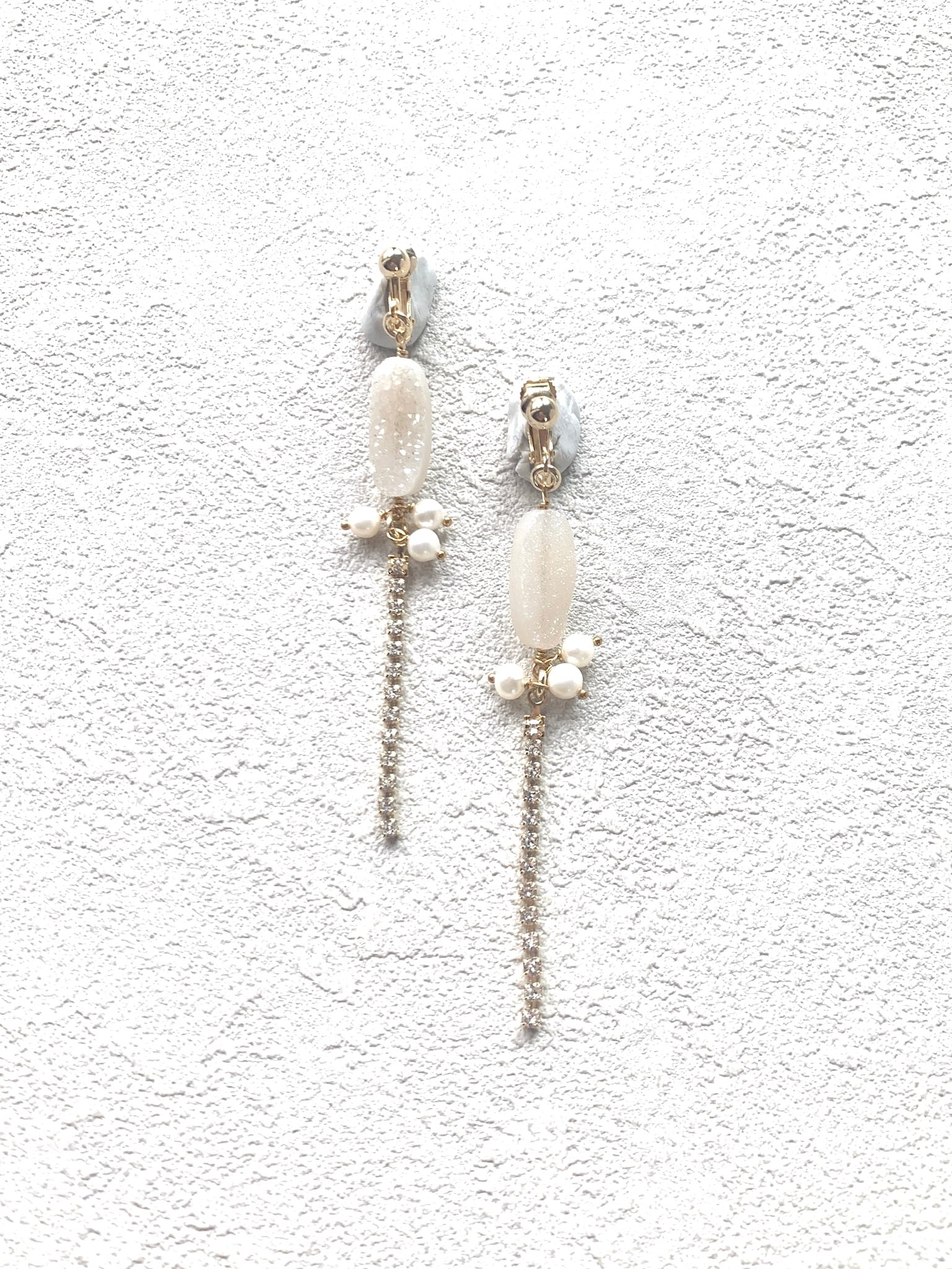 agate × pearl bling earrings