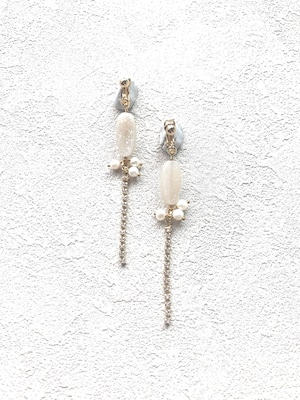 agate × pearl bling earrings
