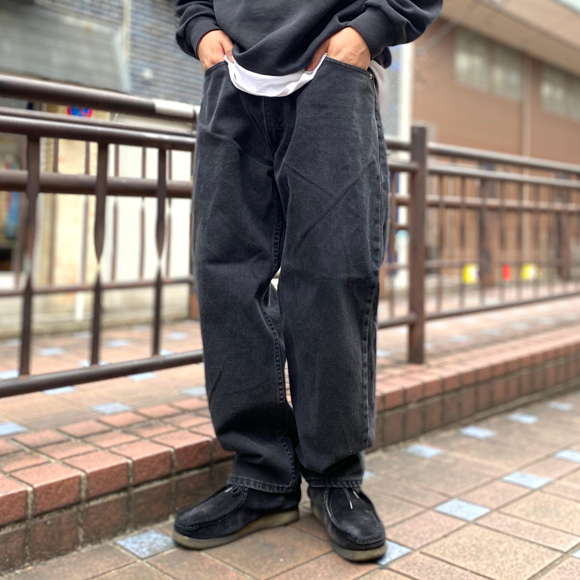 W36 Levi'sリーバイス501 ブラックデニム バギーパンツ ワイド 黒