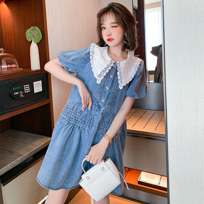 レーススリーブルーズAラインスカート ドレス サマー 夏物 MIUCO29730726208