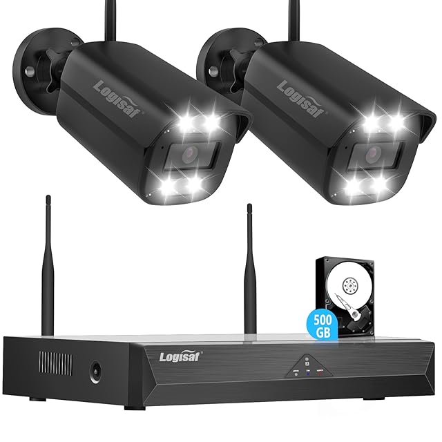 500万画素・信号強化】防犯カメラ 屋外 2台 モニター付き ワイヤレス