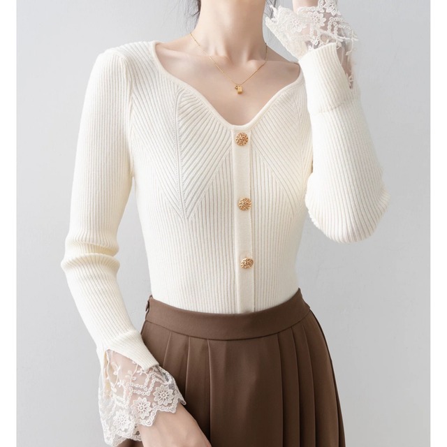 エレガントレースカフ・リブカーディガン　W00366