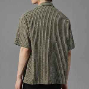 ピンストライプシワ加工半袖シャツ　0633