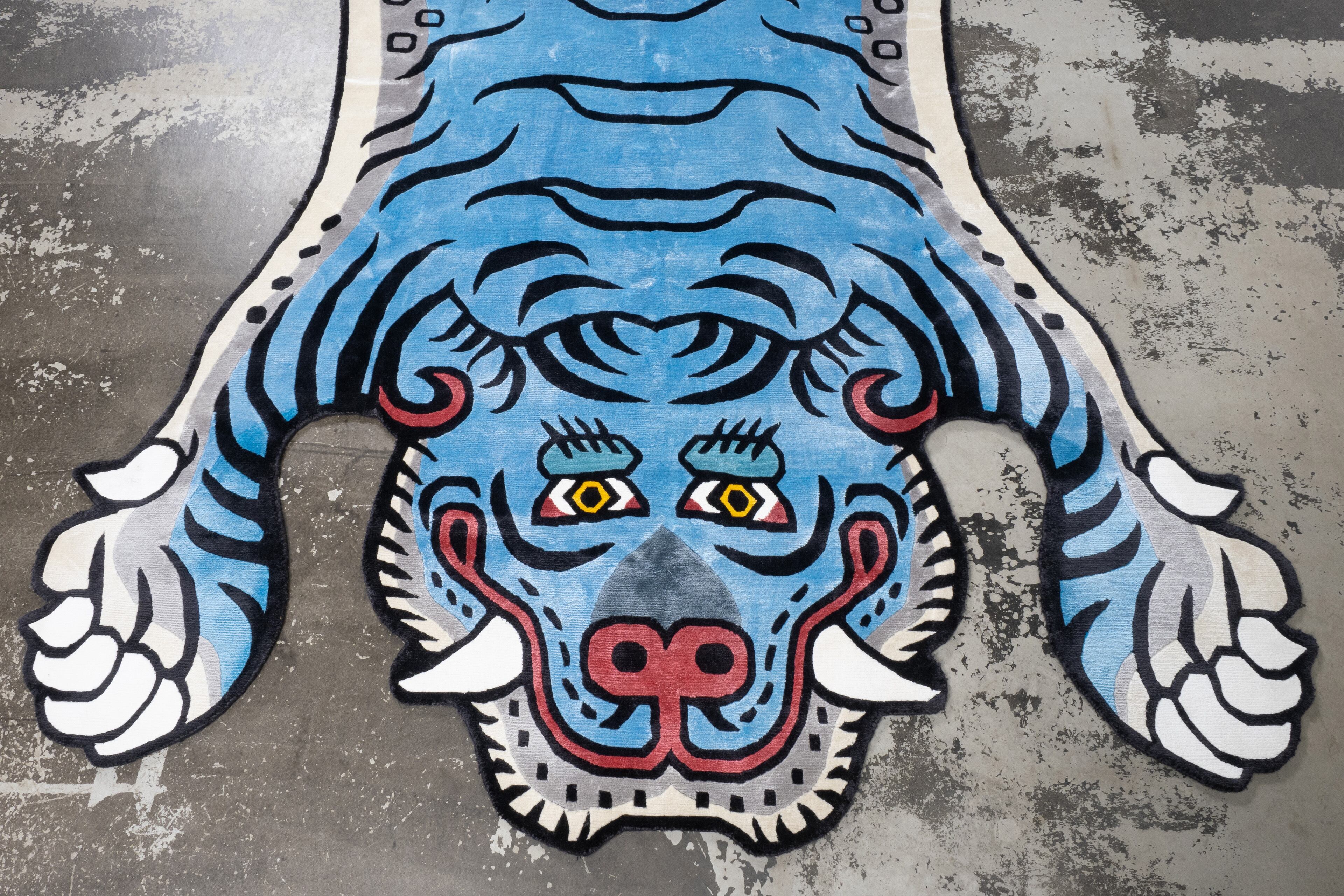 Tibetan Tiger Rug 《XXXLサイズ•シルク•オリジナル•ブルーバージョン