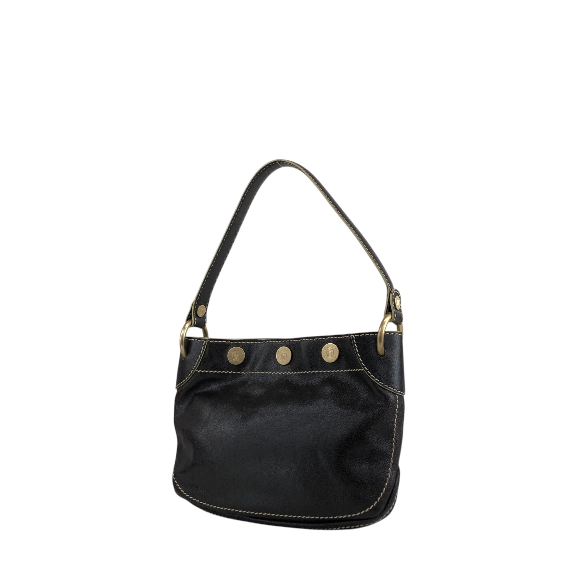 CELINE セリーヌ ショルダーバッグ ブラウン ブラゾンボタン レザー
