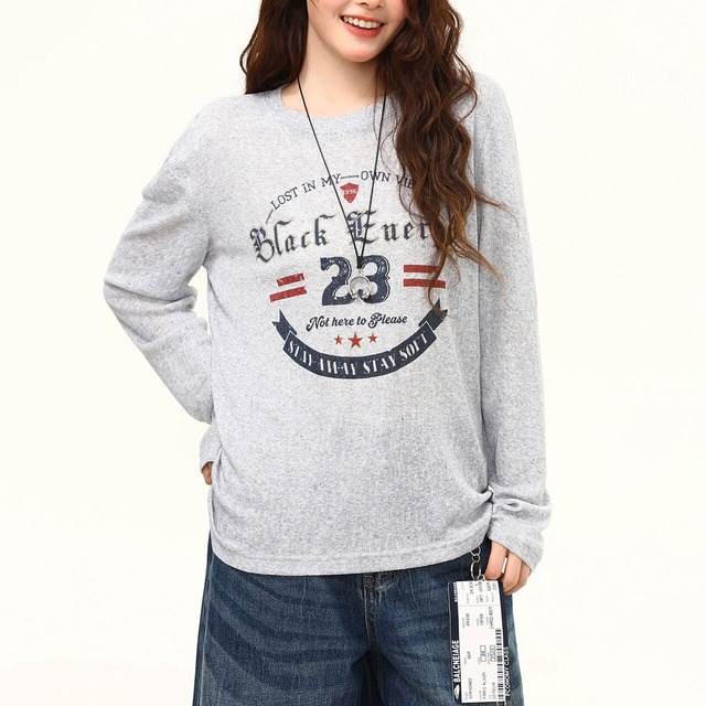 カレッジレタリングナンバリングロングスリーブT 1col   R02417
