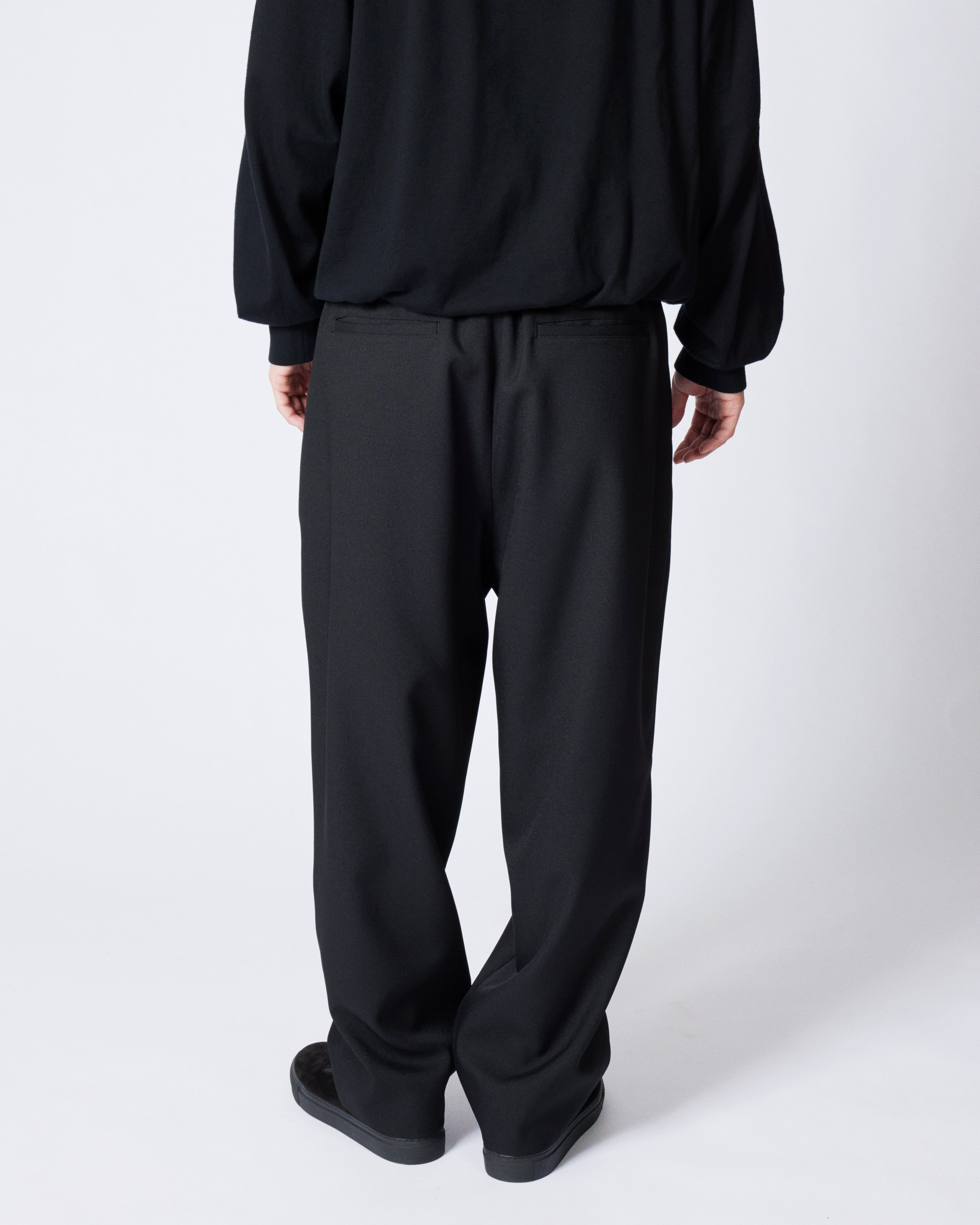 everyone polyester twill easy slacks (BLACK) | everyone