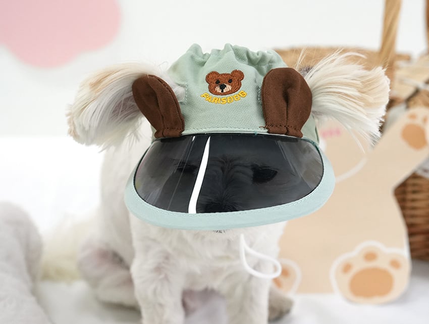 bear suncap / 犬用 帽子 日よけ帽子 サンバイザー 紫外線対策 アクセサリー ドッグウェア ペット用 被り物 キャップハット お揃い お出かけ