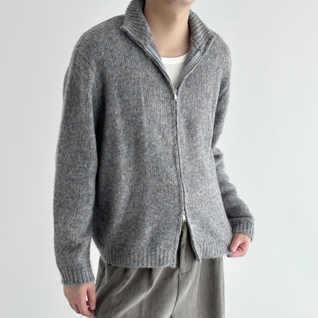 ダブルジップハイネックカーディガン　923