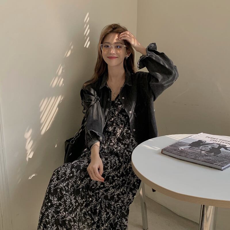 スタンダードシフォンドレス スプリングスタイルウェスト薄手スカート レトロ 春物 スーパーモール80042522775