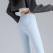 脚長効果！スキニーデニムパンツ ストレッチスキニージーンズ レディースハイウエスト夏 ヒップアップ痩身9分丈パンツ