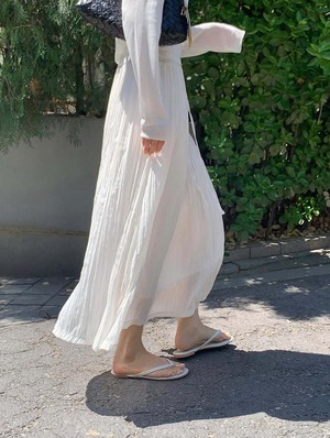 [LITER] shy satin wrinkle skirt (即納)