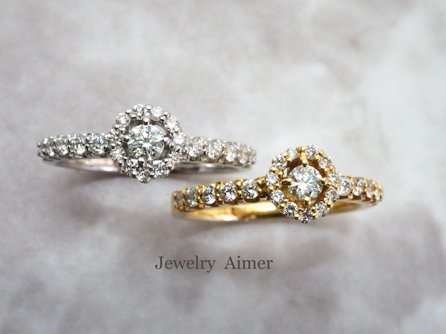 商品番号：7923】プラチナ900 K18 0.35カラット 結婚指輪 婚約指輪 