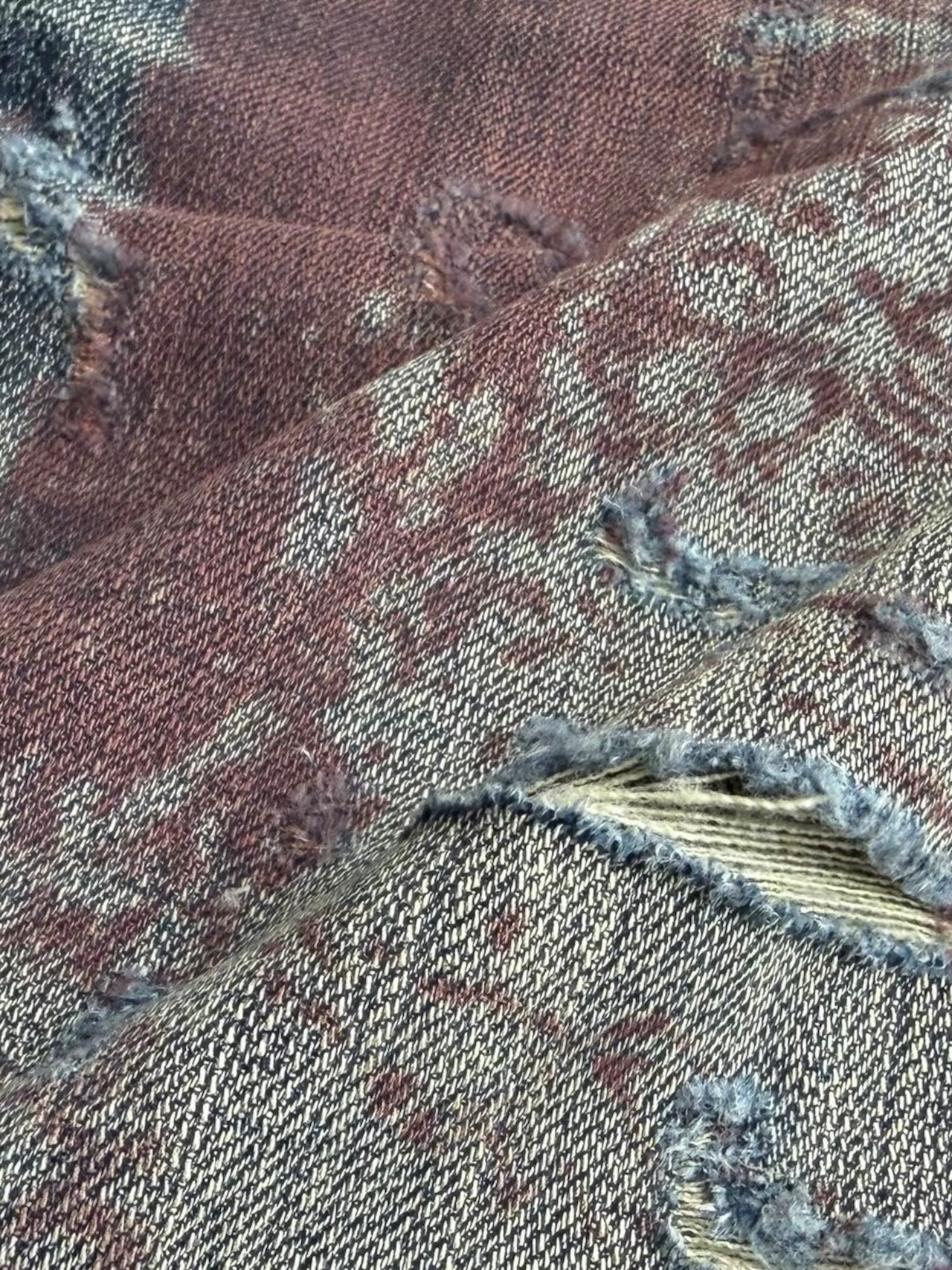 【CinderVein】Bloodstain Distressed Straight Denim Pants