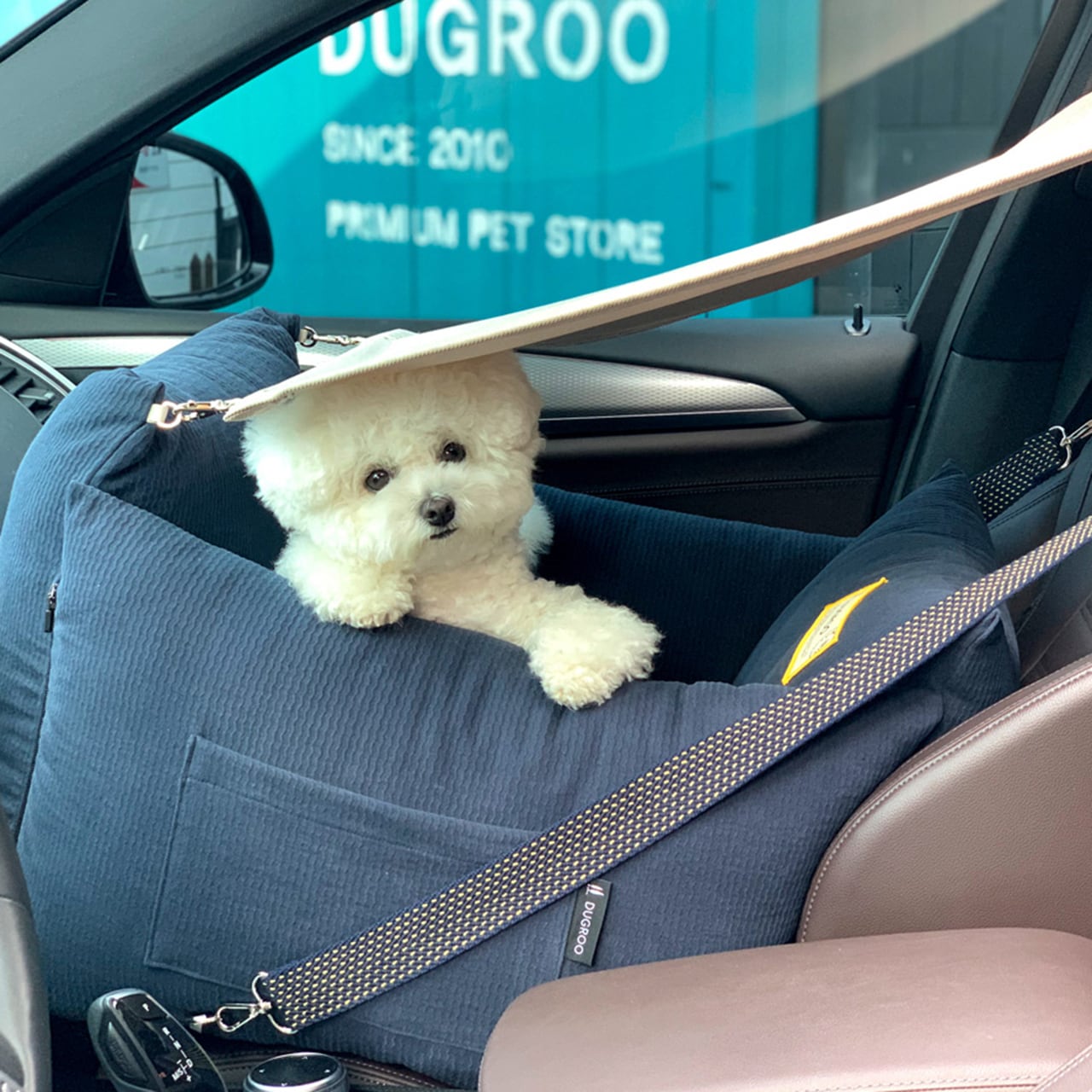 All-Round M Driving Kit【Navy】with shade / Dugroo / Dog Car Seat